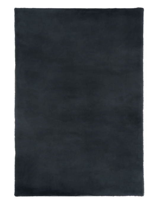 Dark charcoal soft rug, rectangular, even flat face