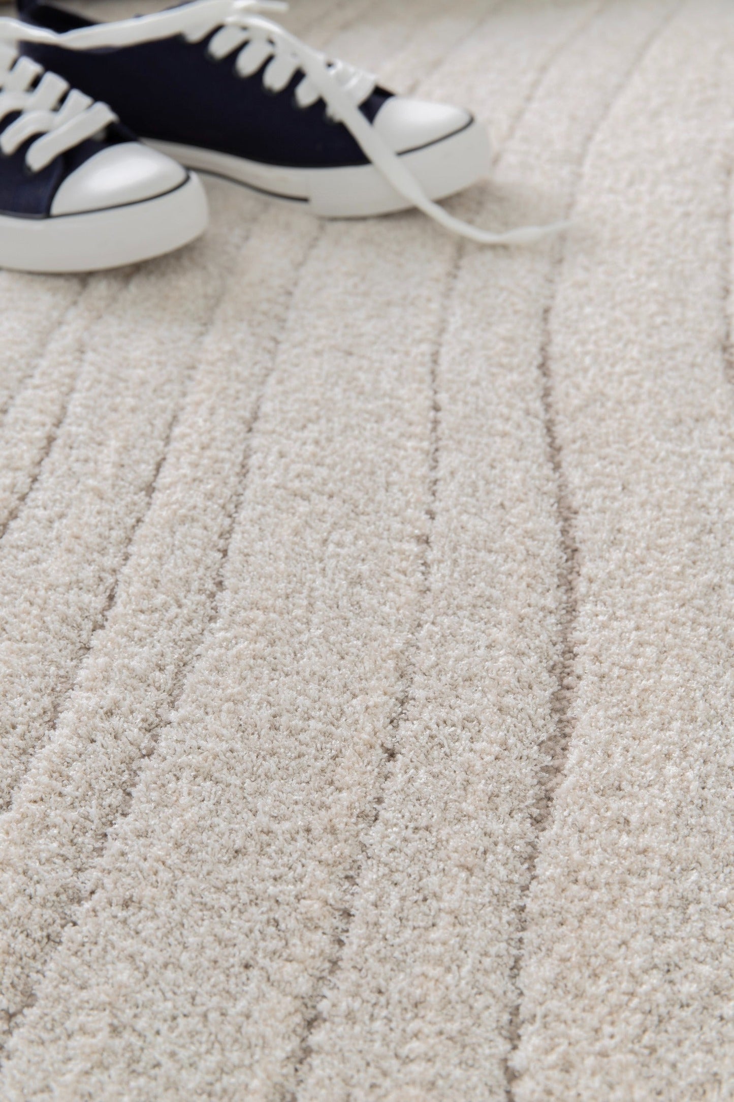 Light beige area rug with low pile and subtle diagonal stripe texture | Odessa 64607 571 Modern Abstract Floor Rug - Rugs Point Australia