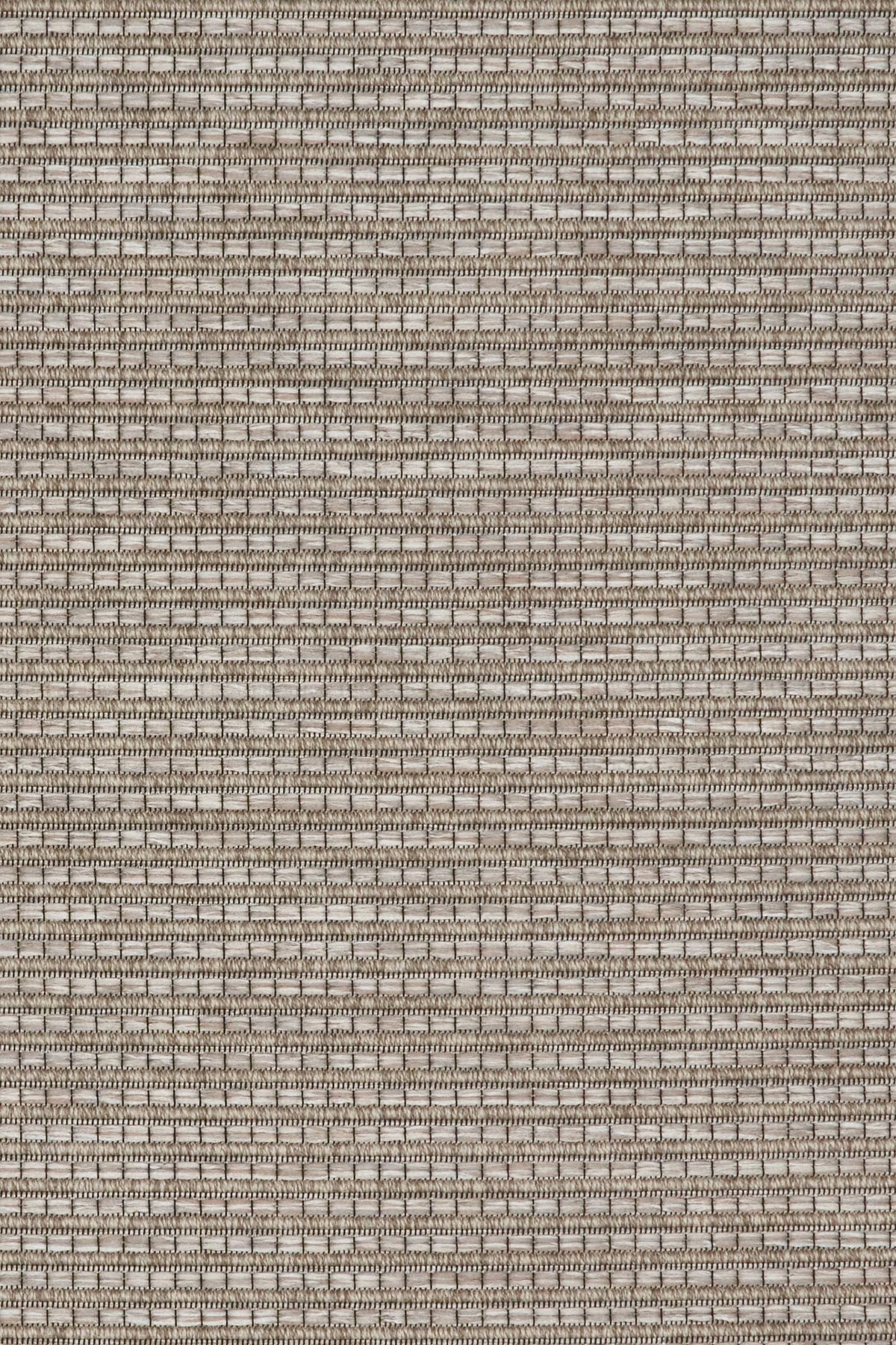 Woven rug surface with repeating dotted stripe pattern in light brown and dark thread