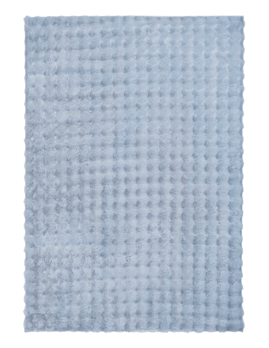 Light blue textured area rug with raised dot pattern, rectangular view