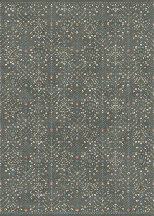 Prudence runner 17201 in khaki with small floral and geometric pattern | Prudence Runner 17201 Khaki Modern Abstract Floor Rug - Rugs Point Australia