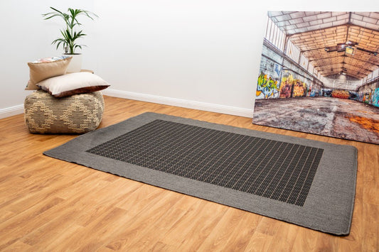 Suva rubber backed cut to size runner Black Grey 405/212.