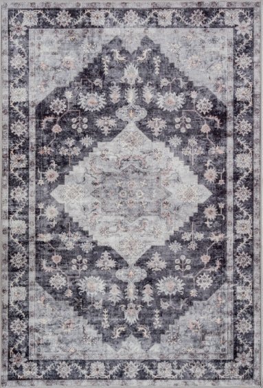 Wash Me Transitional Printed Machine Washable Rugs 31552 12 Grey.