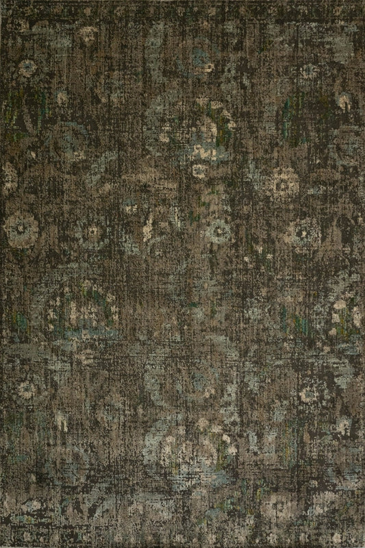 Close-up of distressed area rug, dark green and gray abstract woven texture | Zarita Rug 160 GC3 Modern Abstract Floor Rug - Rugs Point Australia