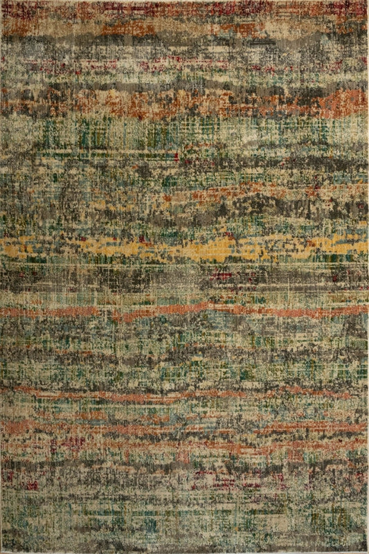 Zarita area rug closeup with distressed multicolor stripes and flecks in muted greens and reds | Zarita Rug 561 GC3 Contemporary Living Room Rug - Rugs Point Australia
