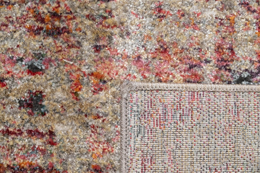 Multicolor abstract area rug with woven border detail close-up | Zarita Rug 8020 GC3 Modern Abstract Floor Rug - Rugs Point Australia