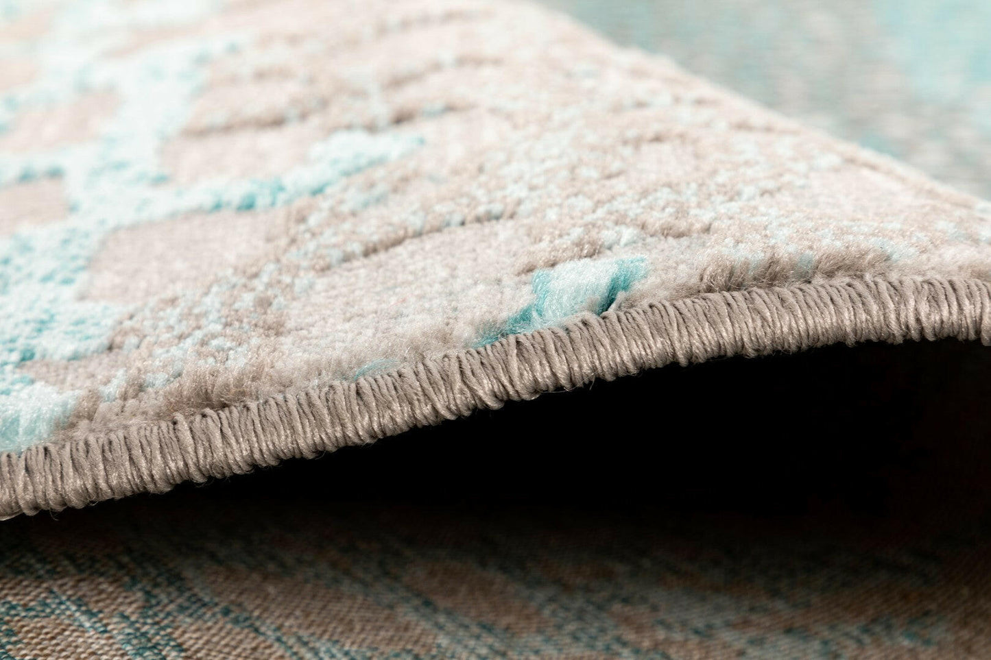 Grey and blue area rug, sleek design for contemporary room settings