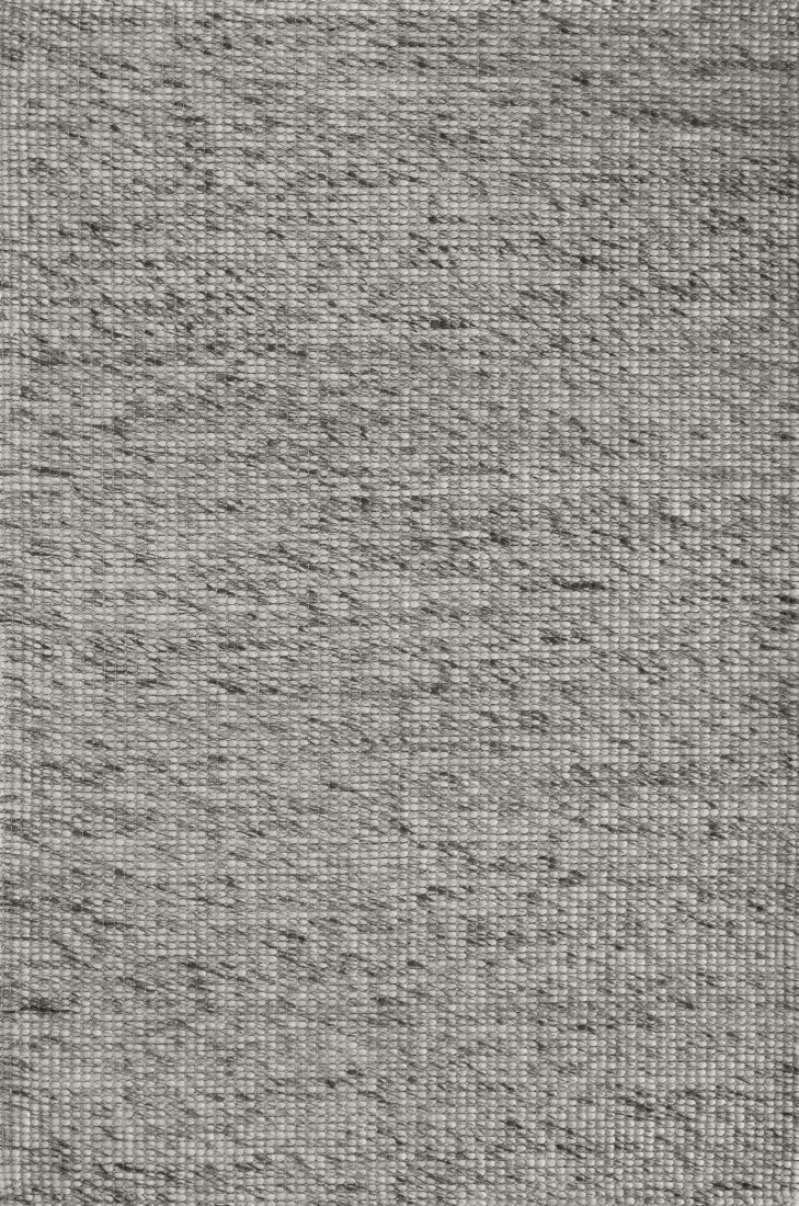 Grey wool rug with textured woven surface