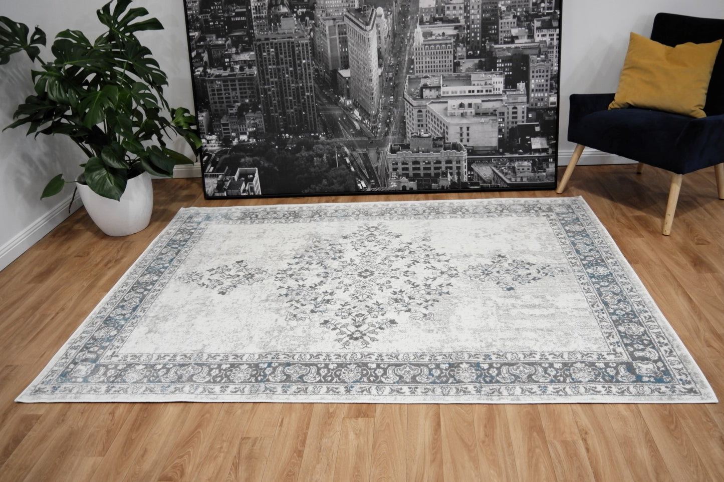 Focus Modern rugs 1511 Cream Blue.