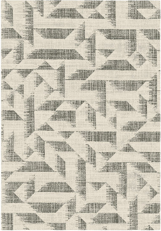 Geometric area rug with gray and gold abstract pattern on light background | Prudence floor carpet Rug 17257 Grey Gold Modern Polypropylene Area Rug - Rugs Point Australia
