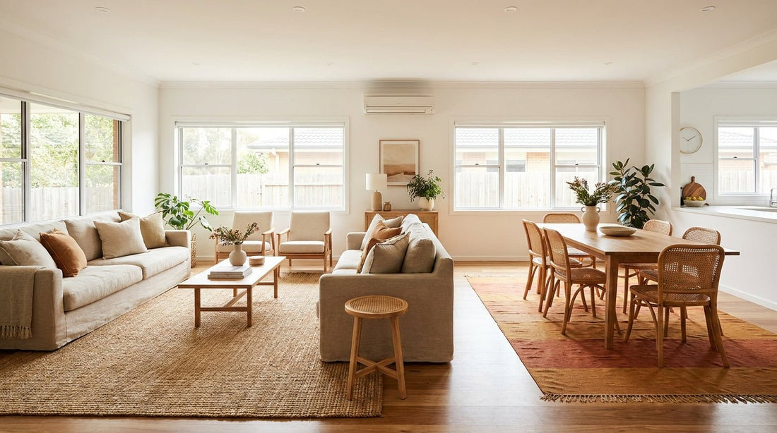 How to Choose the Right Rug Size for Open-Plan Living & Dining (cm Guide) - Rugs Point