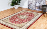 Traditional burgundy rug with cream medallion and ornate floral border | Agrabah Traditional Rug 119 Burgundy Modern Polypropylene Area Rug - Rugs Point Australia