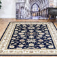 Navy traditional rug with ornate gold floral medallions and cream border | Agrabah Traditional Rug 173 Navy Vintage Traditional Floor Rug - Rugs Point Australia