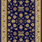 Navy traditional rug with dense gold floral pattern and cream ornamental frame | Agrabah Traditional Rug 173 Navy Vintage Traditional Floor Rug - Rugs Point Australia