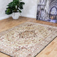 Agrabah traditional Berber rug, beige with red and green ornate border, rectangular