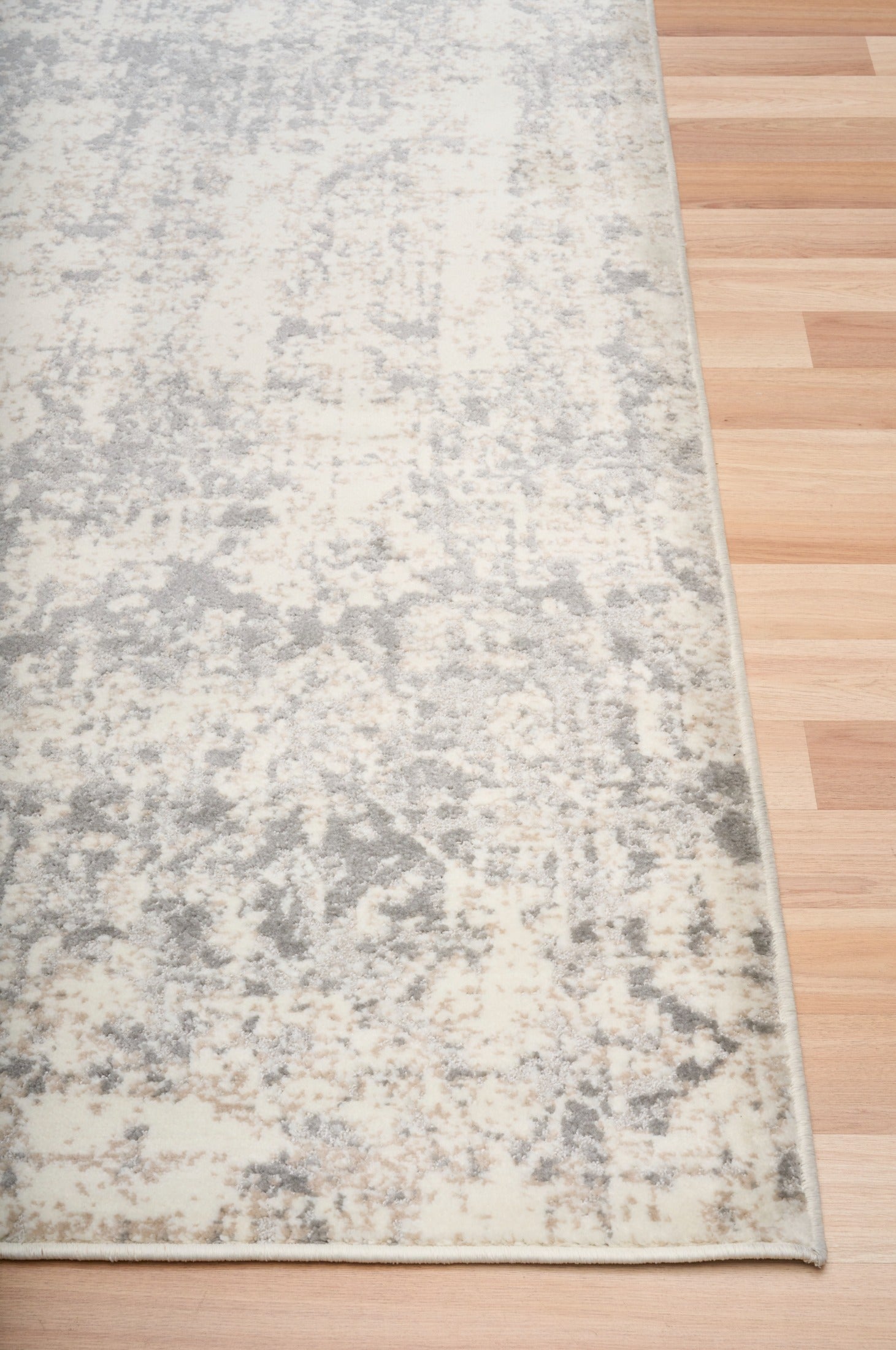 ARUBA 6908 area rug with distressed abstract light beige and gray pattern, border edge