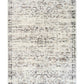 Rectangular light gray area rug with distressed abstract pattern, centered view