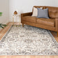 Rectangular Santo grey area rug with ornate damask medallion pattern and cream highlights
