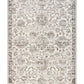 Rectangular Santo grey rug featuring distressed damask and floral scrollwork with border