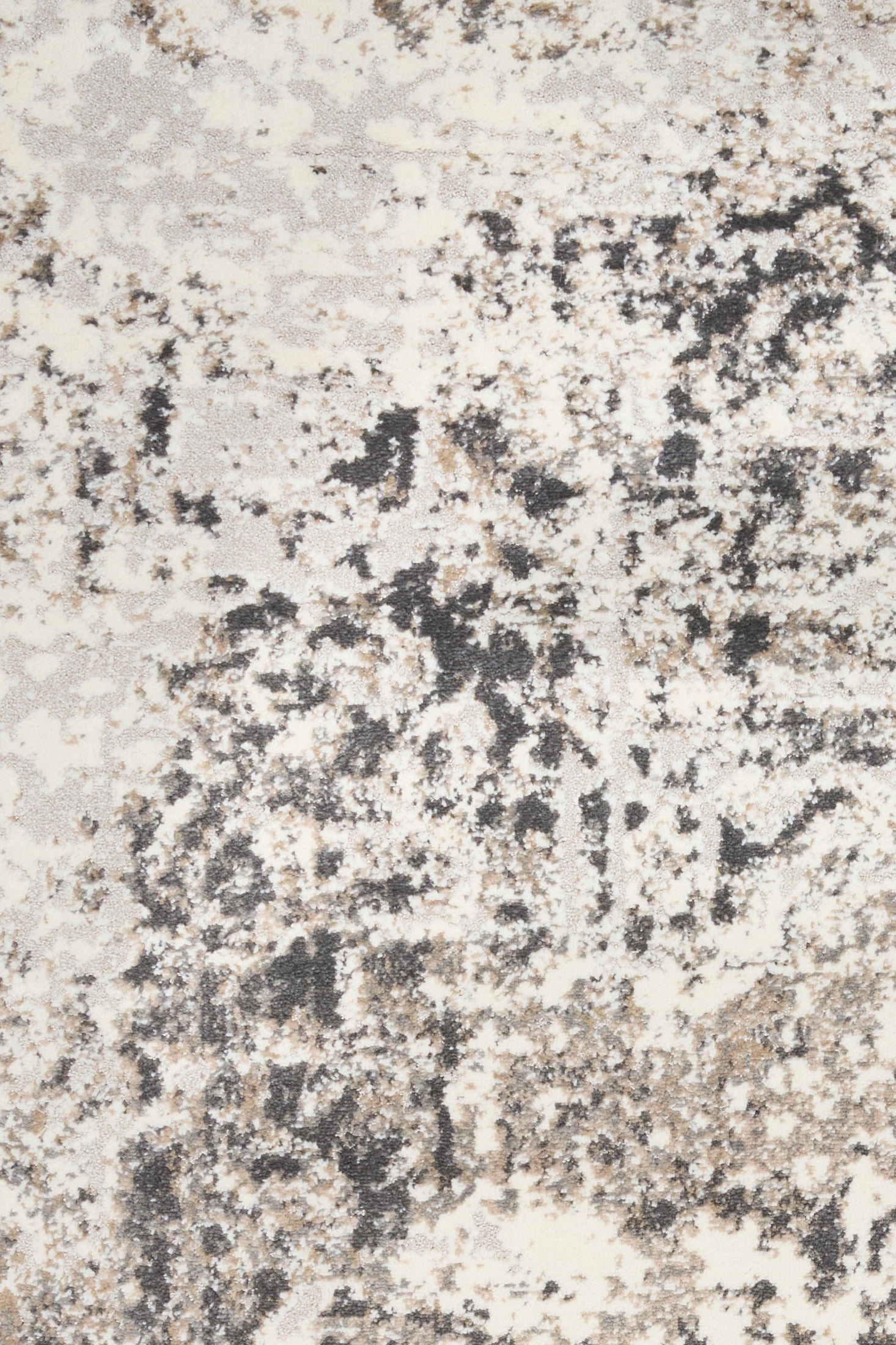 Abstract gray and white rug surface with mottled speckled texture