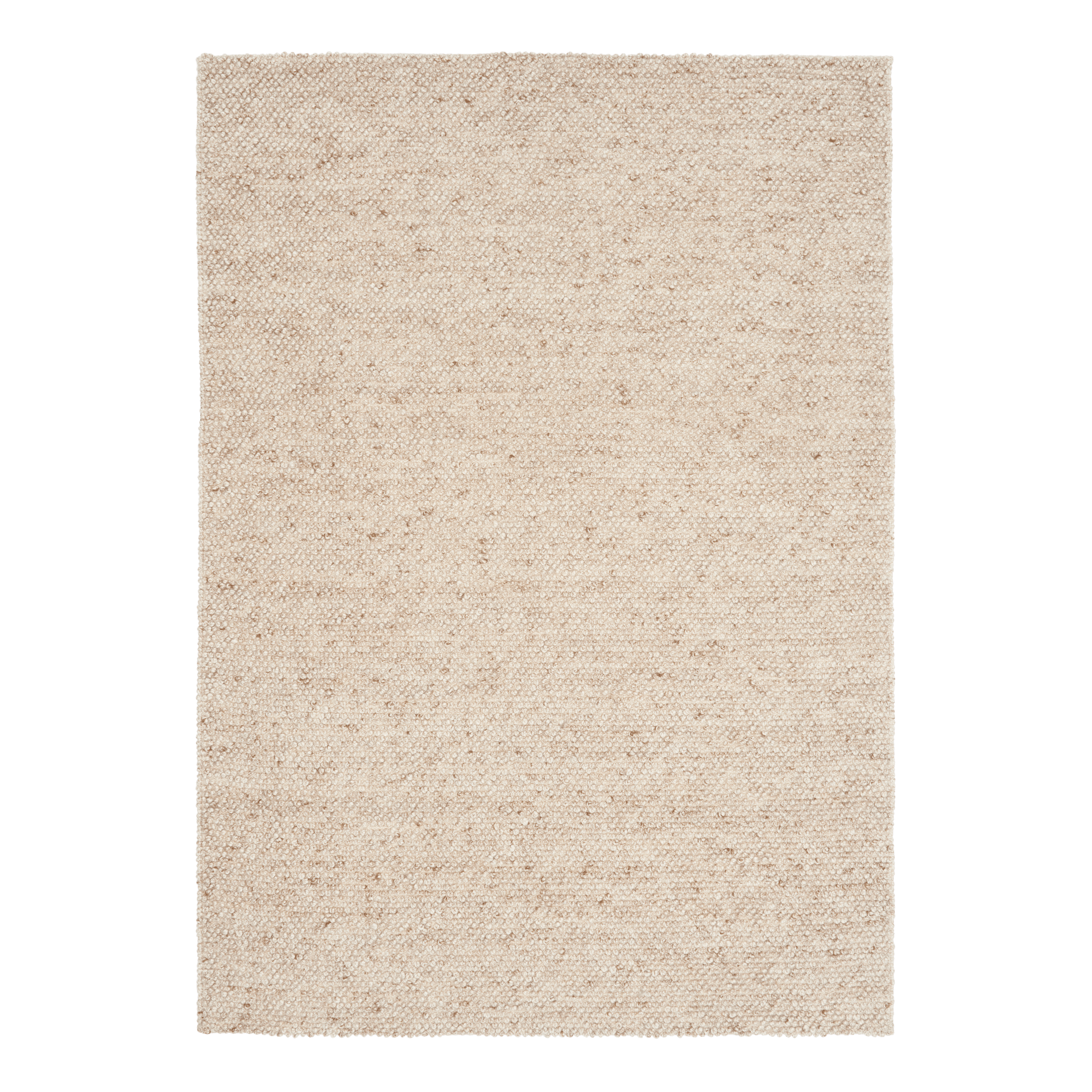 Beige woven area rug with textured flat surface