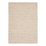 Beige woven area rug with textured flat surface