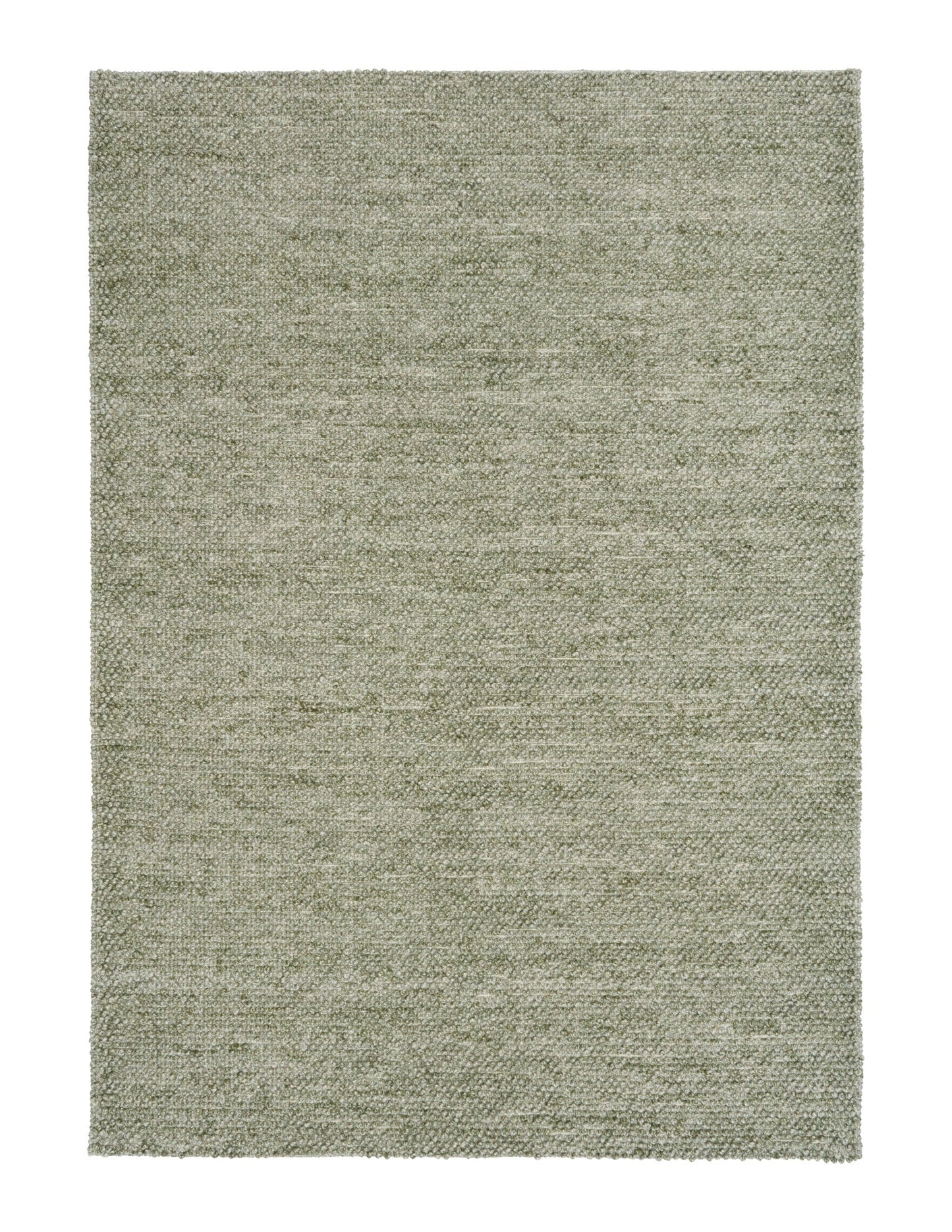 Olive green area rug with tight textured weave, square edge