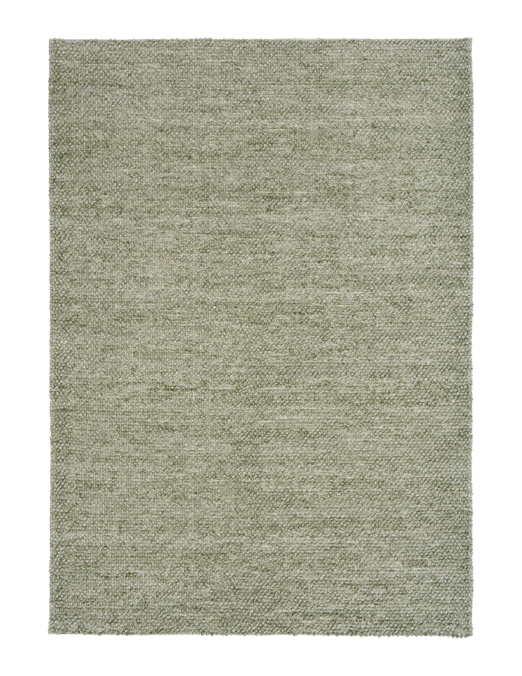 Olive green area rug with tight textured weave, square edge