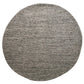 Grey textured round rug sample with speckled woven pattern