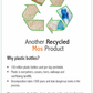 Recycled materials information card with green recycling arrows and text