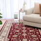 BALUCHI Bordeaux floral rug with ornate center pattern, cream stripes and border | Baluchi Traditional Rug Vintage Traditional Floor Rug - Rugs Point Australia