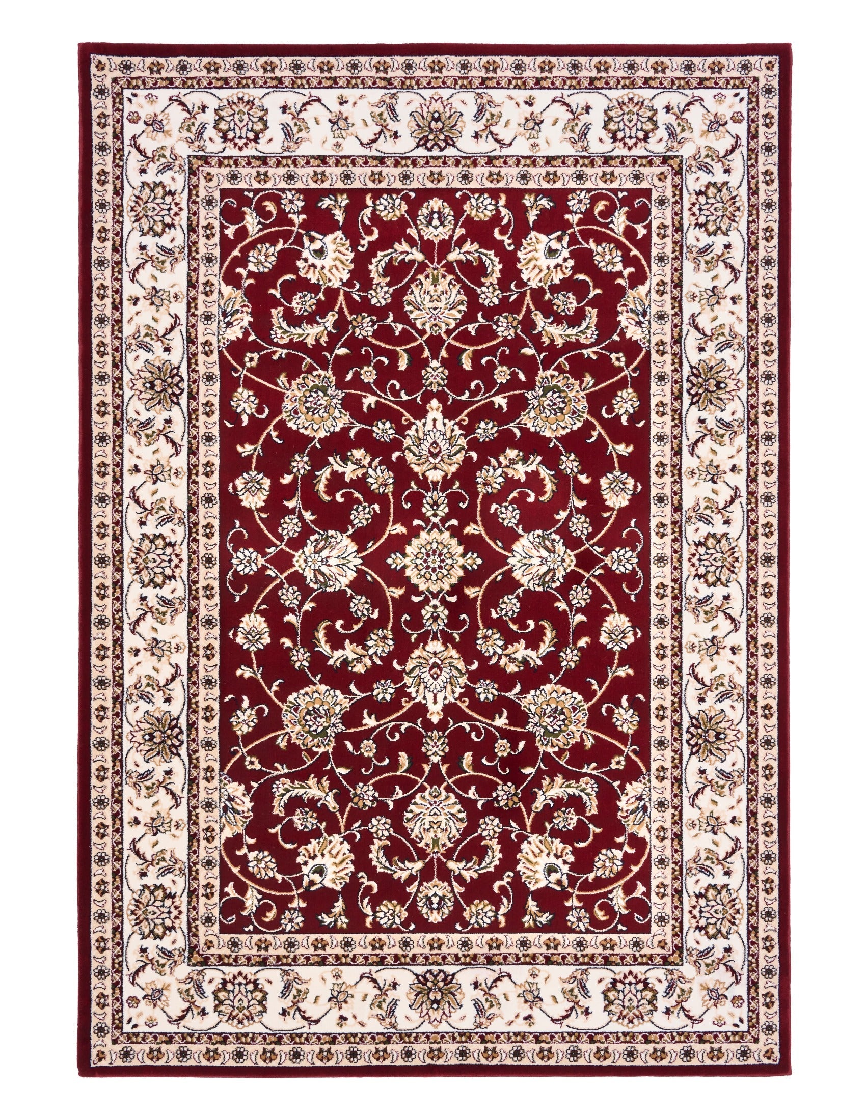 BALUCHI Bordeaux area rug with central floral motif, cream and dark red ornamental border | Baluchi Traditional Rug Vintage Traditional Floor Rug - Rugs Point Australia