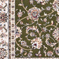 BALUCHI green floral patterned area rug close-up with cream border and corner motif | Baluchi Traditional 300x400cm and all sizes Rug Vintage Traditional Polypropylene Area Rug - Rugs Point Australia