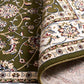 BALUCHI green floral area rug close-up with cream border and ornate corner detail | Baluchi Traditional 300x400cm and all sizes Rug Vintage Traditional Polypropylene Area Rug - Rugs Point Australia