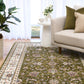 BALUCHI green floral area rug on floor with cream border and central floral pattern | Baluchi Traditional 300x400cm and all sizes Rug Vintage Traditional Polypropylene Area Rug - Rugs Point Australia
