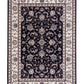 BALUCHI navy area rug with detailed floral medallion panel and multi-line border
