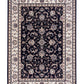 BALUCHI navy area rug with central ornate medallion and cream geometric border