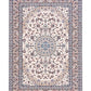 Ivory rug with symmetrical medallion design and multicolor floral accents