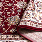 Burgundy ornamental area rug with cream patterned border, folded edge, and floral design | Baluchi Traditional floor Carpet Rug Vintage Traditional Floor Rug - Rugs Point Australia