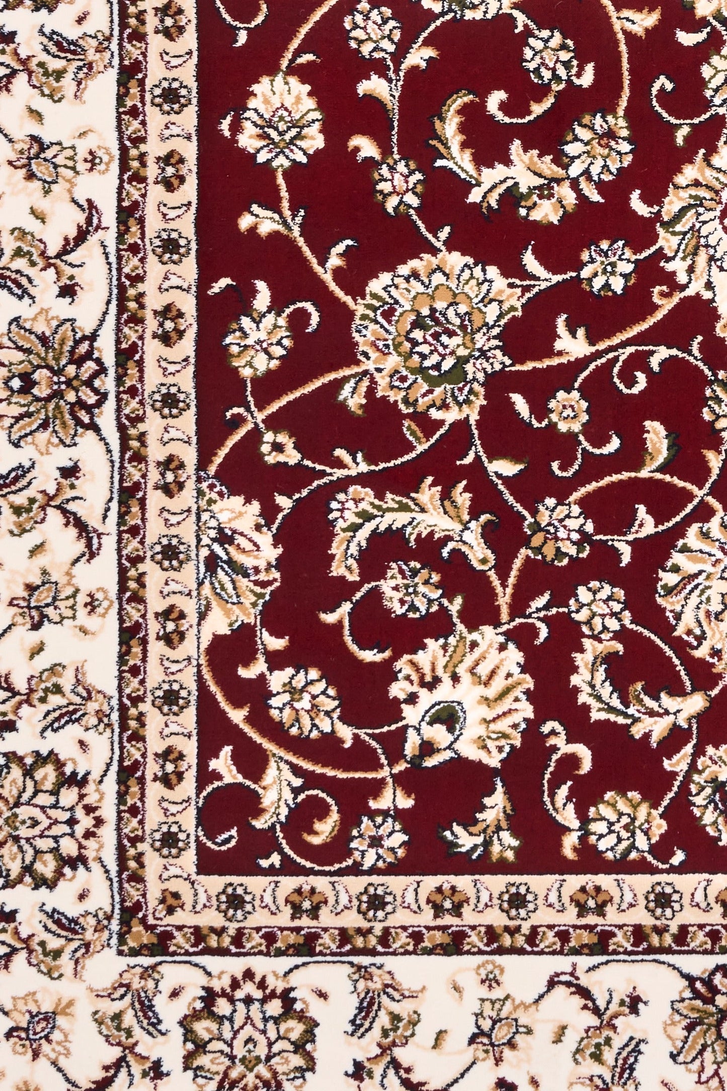 Burgundy floral area rug with cream border and ornate vine medallion pattern | Baluchi Traditional floor Carpet Rug Vintage Traditional Floor Rug - Rugs Point Australia
