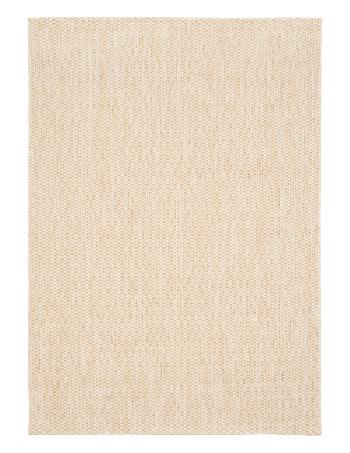 Light beige woven area rug with subtle speckled texture and clean edge finish.