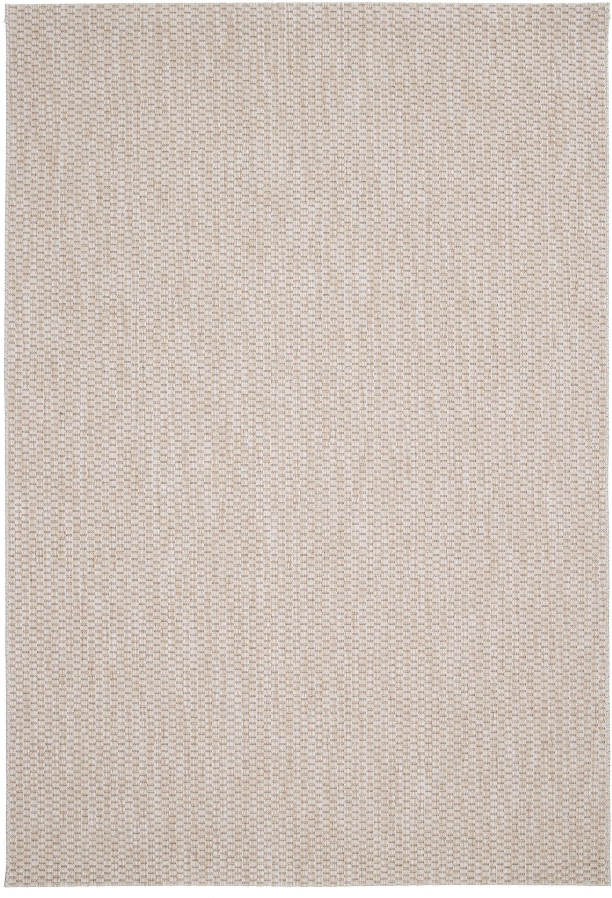Light beige woven area rug, full view with uniform textured pattern.