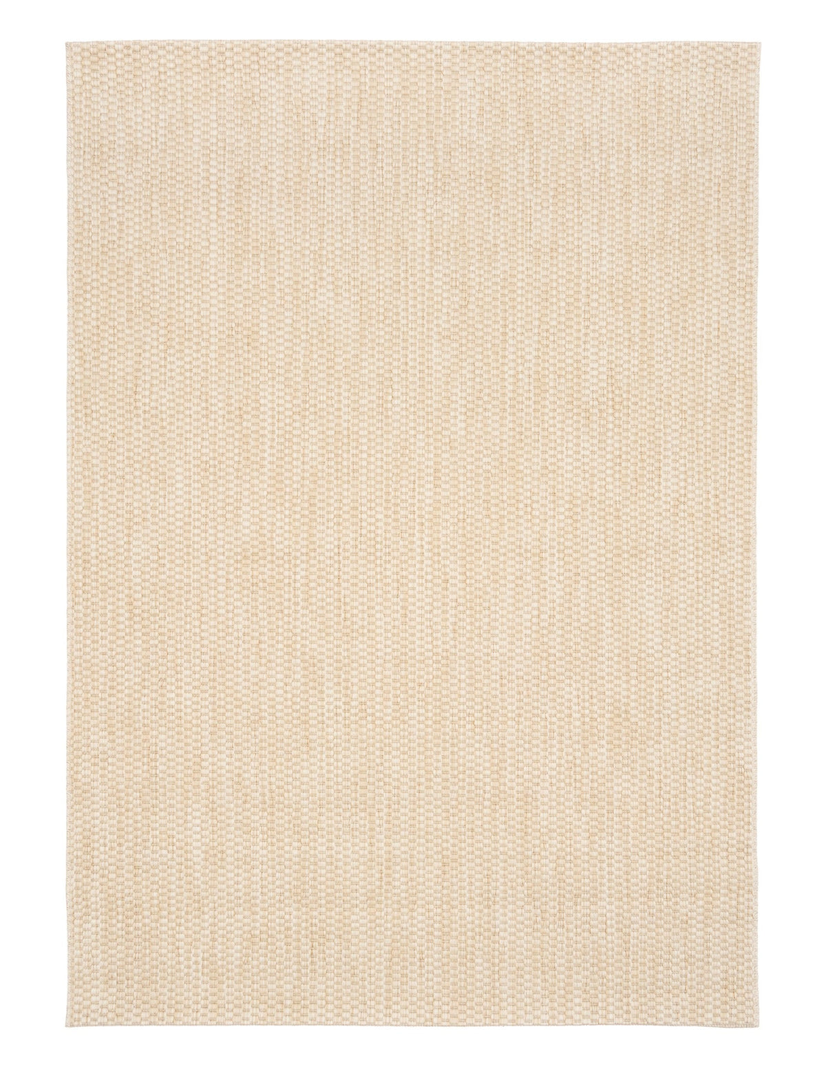 Light beige woven area rug square with uniform, fine texture across the surface.
