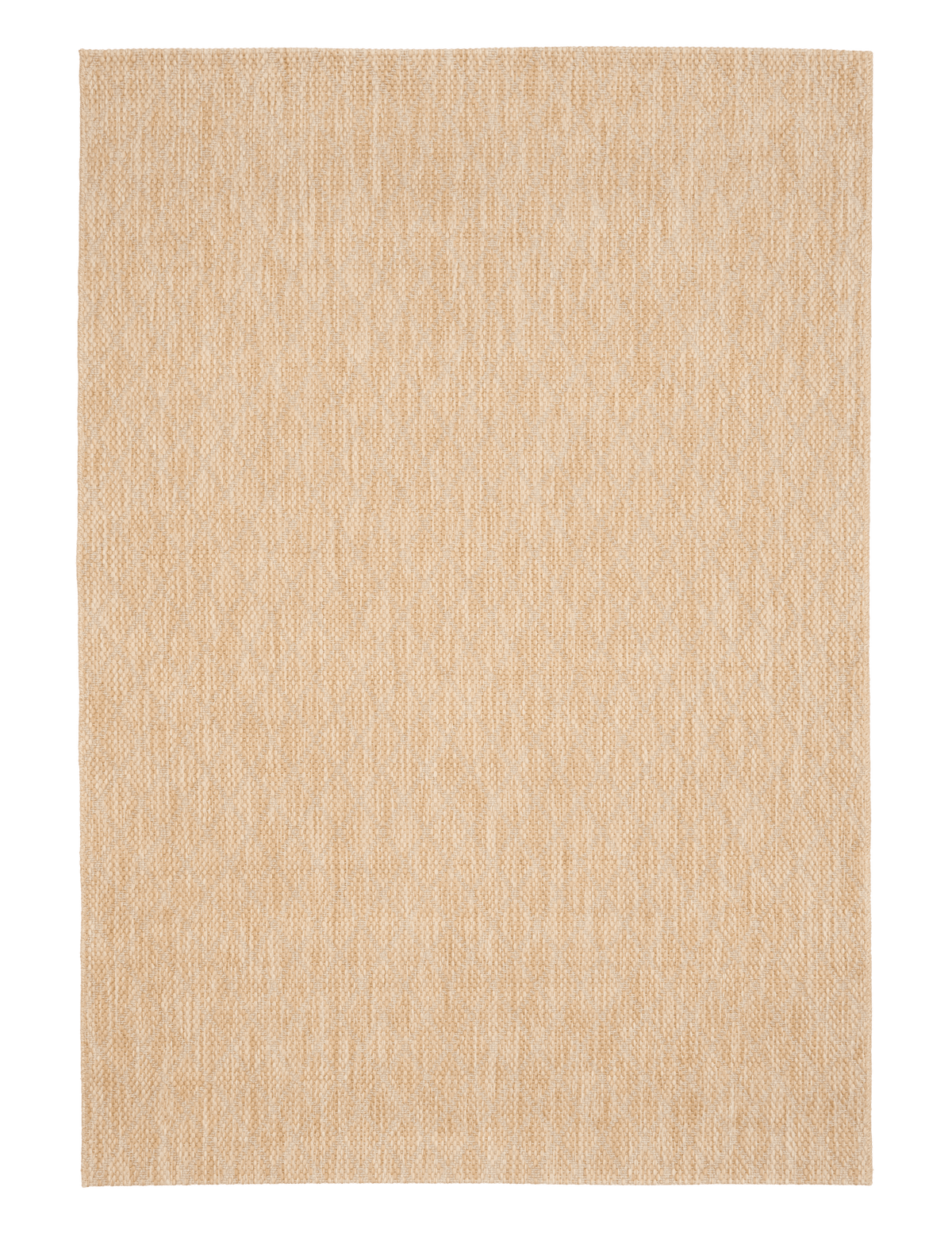 Beige woven rug panel with tight texture and clean, straight edges.
