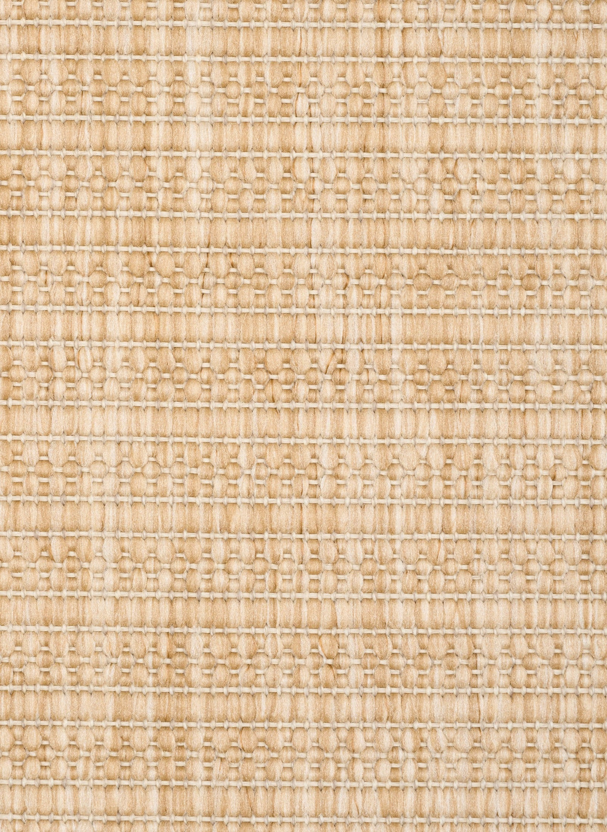 Woven rug fabric close-up, light tan, braided loops and tight grid texture