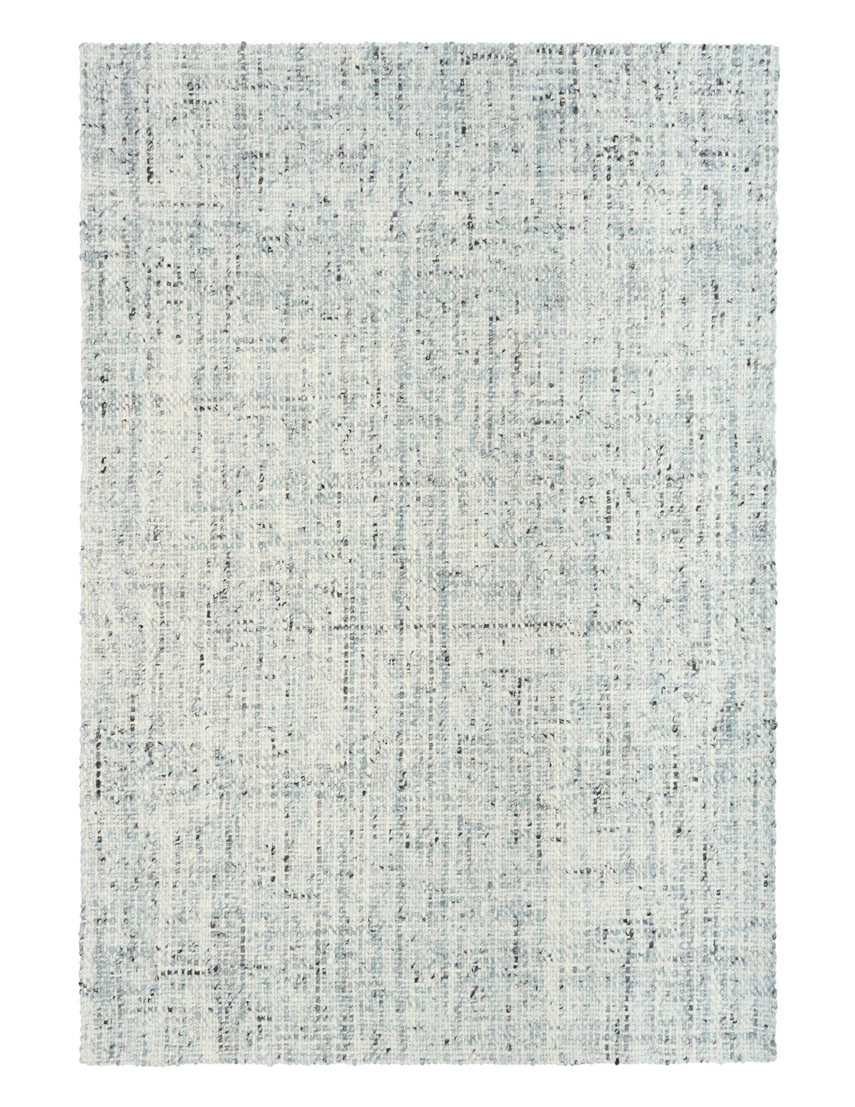 Cleo Blue textured area rug, light blue speckled design centered