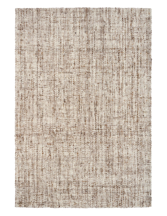 Wool area rug, textured beige flat weave with subtle brown flecks
