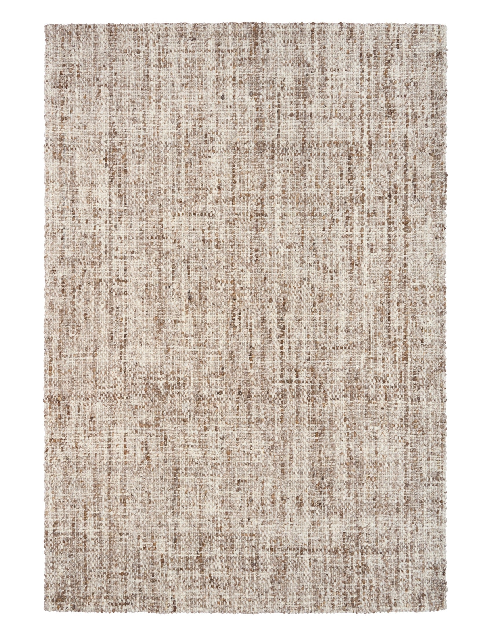 Wool rug, flat weave beige with scattered brown threads