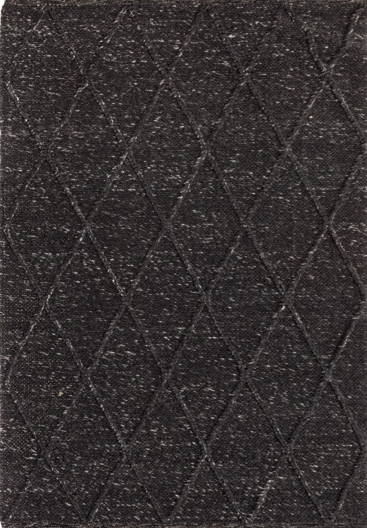 Graphite wool rug with geometric diamond pattern and short textured pile | Colombo New Zealand Wool Rug Graphite Modern Abstract Wool Area Rug - Rugs Point Australia