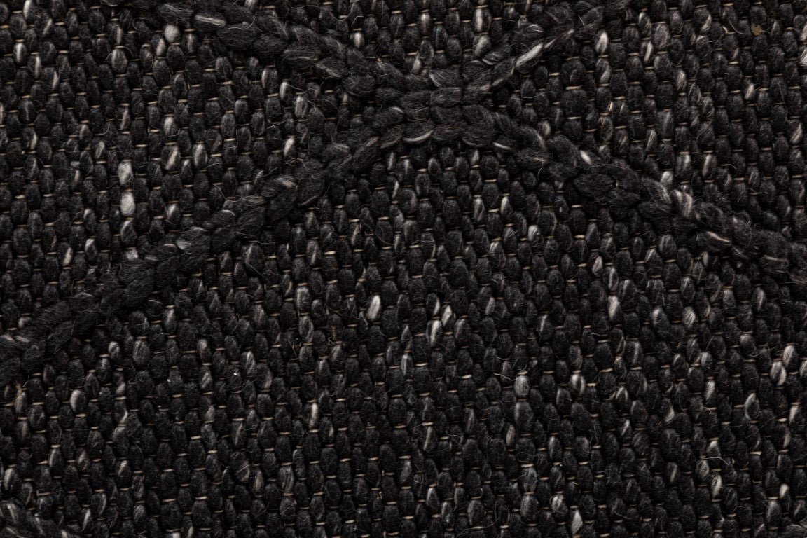 Black wool rug close-up, dense textured weave with subtle speckling | Colombo New Zealand Wool Rug Graphite Modern Abstract Wool Area Rug - Rugs Point Australia